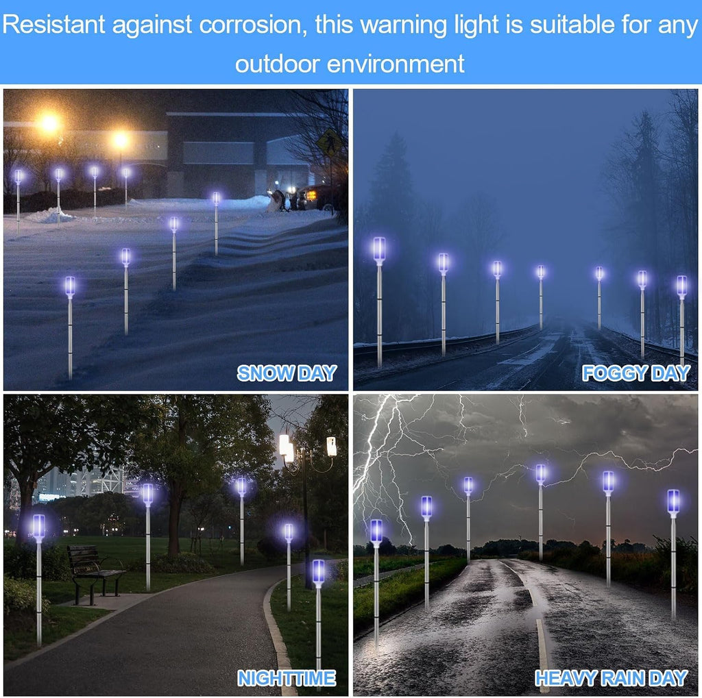 10 PCS Solar Powered Driveway Markers Reflective Driveway Lights Blue Landscape Driveway Reflectors Solar Driveway Lights for Snow Road Outdoor Yard Parking Sidewalk Driveway Entrance