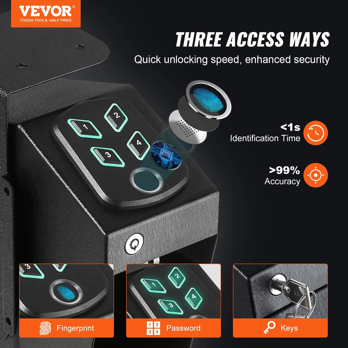 VEVOR Biometric Smart Security Safe – Fingerprint, Keypad & Key Access