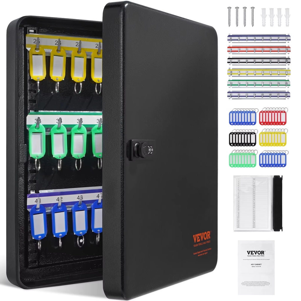 48-Key Lock Box Cabinet – Wall-Mount Key Organizer with Lock for Home, Office & Rentals