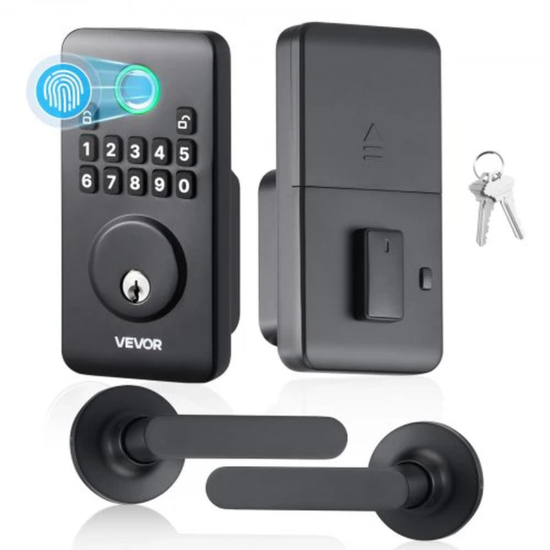 Fingerprint Door Lock Set, Electronic Biometric Deadbolt Keyless Entry Door Lock with Handle