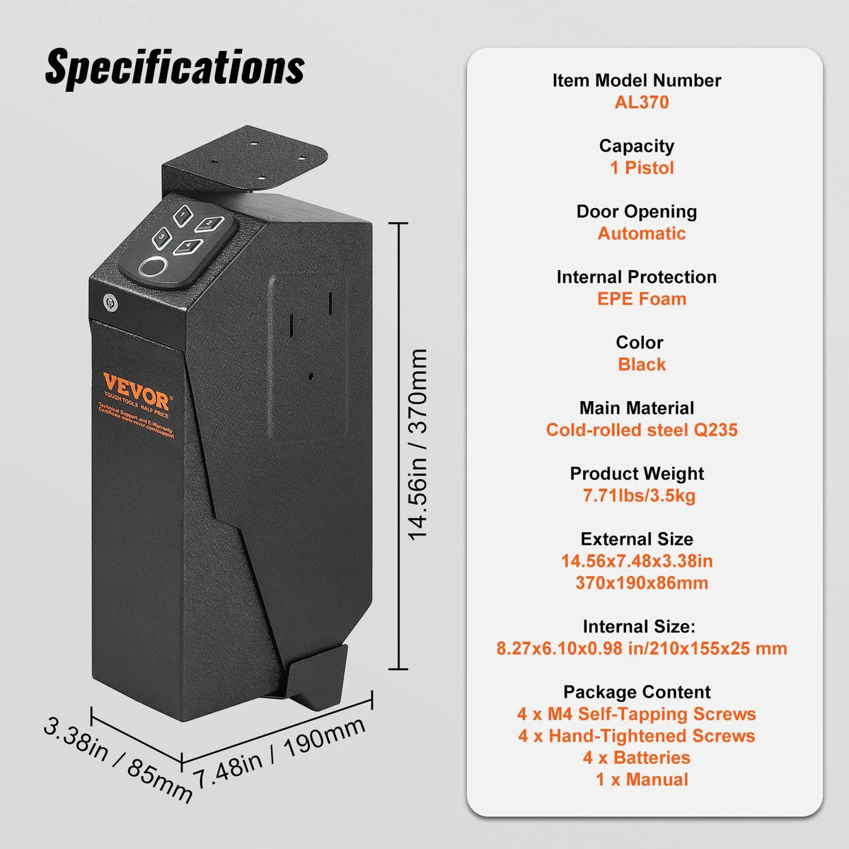 VEVOR Biometric Smart Security Safe – Fingerprint, Keypad & Key Access