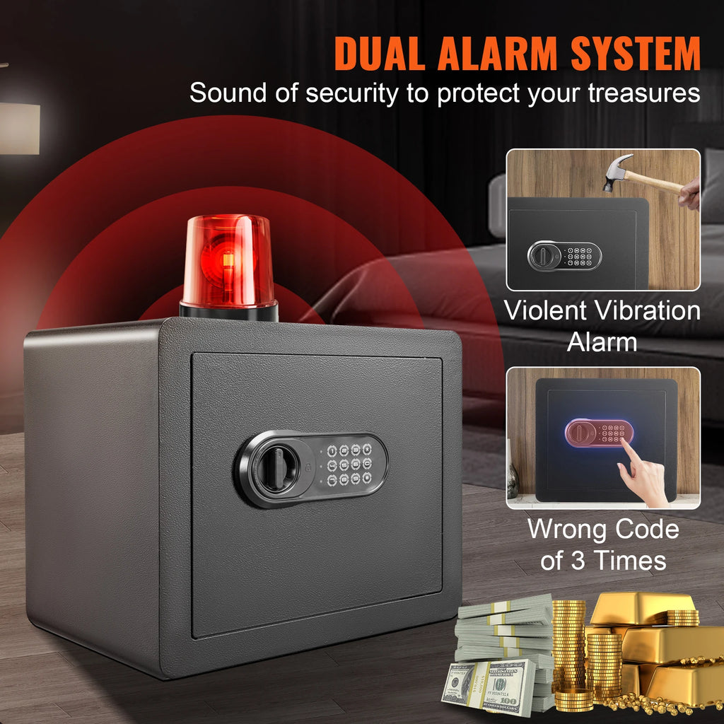 Digital Security Safe Box – Electronic Keypad Home Safe with Backup Keys for Cash, Jewelry & Documents