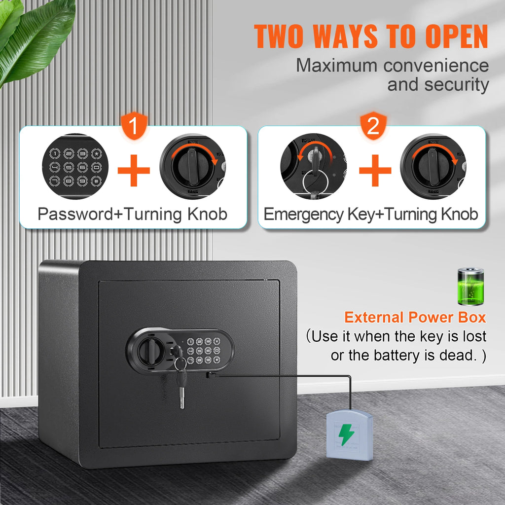 Digital Security Safe Box – Electronic Keypad Home Safe with Backup Keys for Cash, Jewelry & Documents