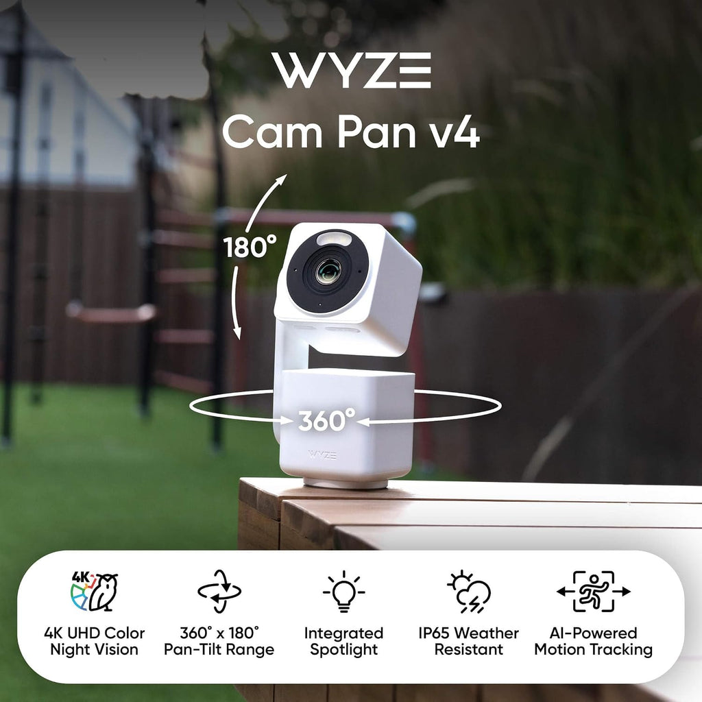 Cam Pan V4 4K Indoor/Outdoor Security Camera, 360° Pan/Tilt, 8X Zoom