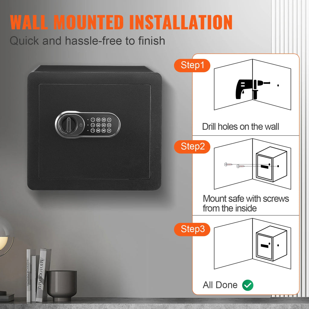 Digital Security Safe Box – Electronic Keypad Home Safe with Backup Keys for Cash, Jewelry & Documents