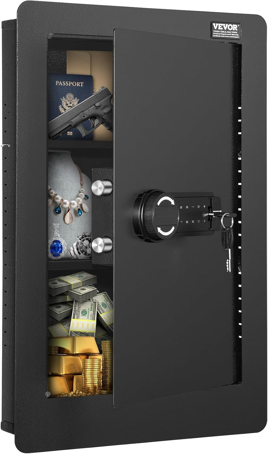 Concealed Wall Safe with Keypad — 25.59" Between-the-Studs Security Cabinet