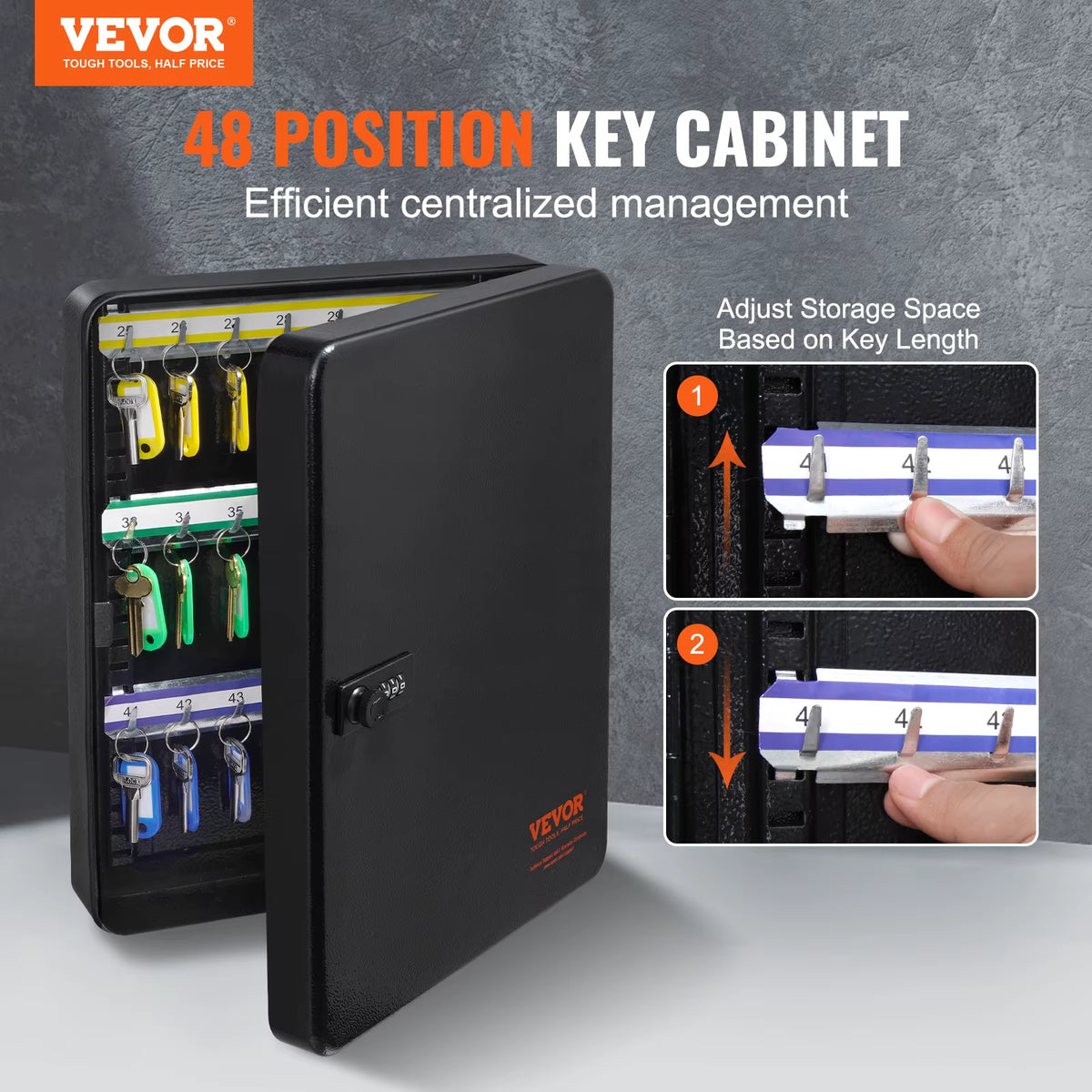 48-Key Lock Box Cabinet – Wall-Mount Key Organizer with Lock for Home, Office & Rentals