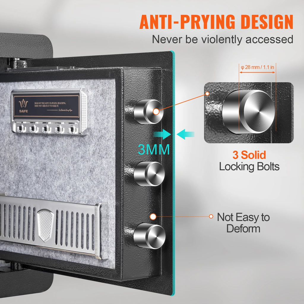 Digital Security Safe Box – Electronic Keypad Home Safe with Backup Keys for Cash, Jewelry & Documents