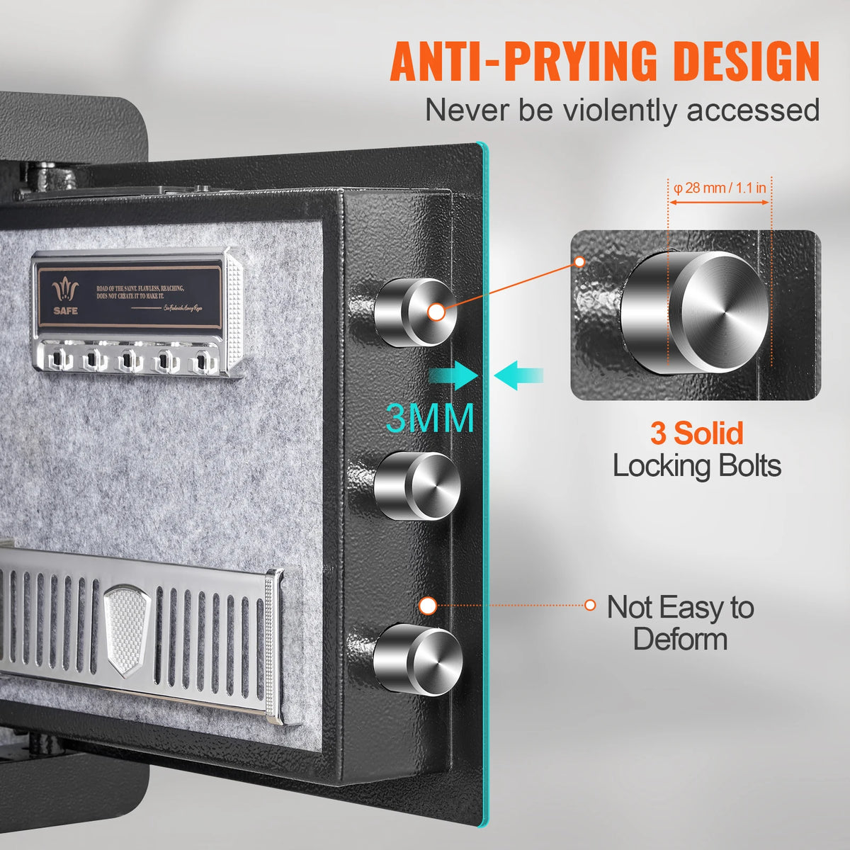 Digital Security Safe Box – Electronic Keypad Home Safe with Backup Keys for Cash, Jewelry & Documents