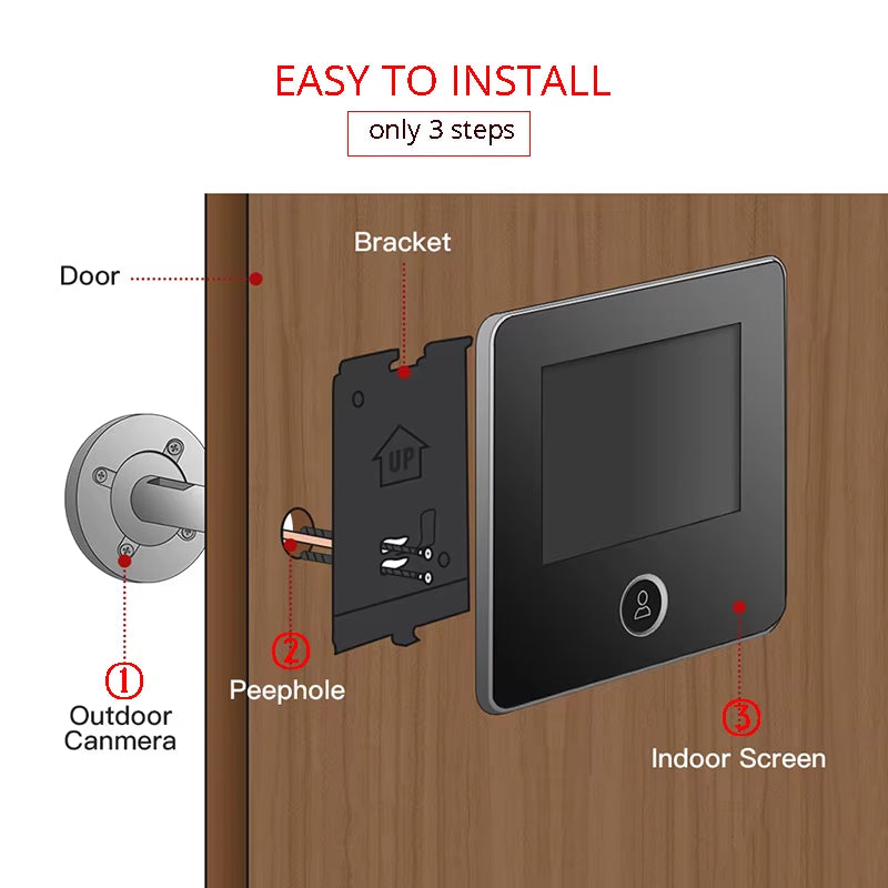 Digital Peephole Door Camera – 2.8" Screen Door Viewer with Night Vision & Photo Recording