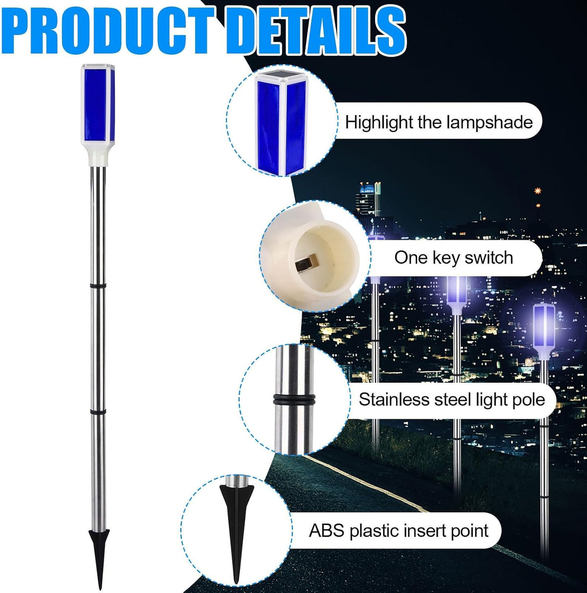 10 PCS Solar Powered Driveway Markers Reflective Driveway Lights Blue Landscape Driveway Reflectors Solar Driveway Lights for Snow Road Outdoor Yard Parking Sidewalk Driveway Entrance