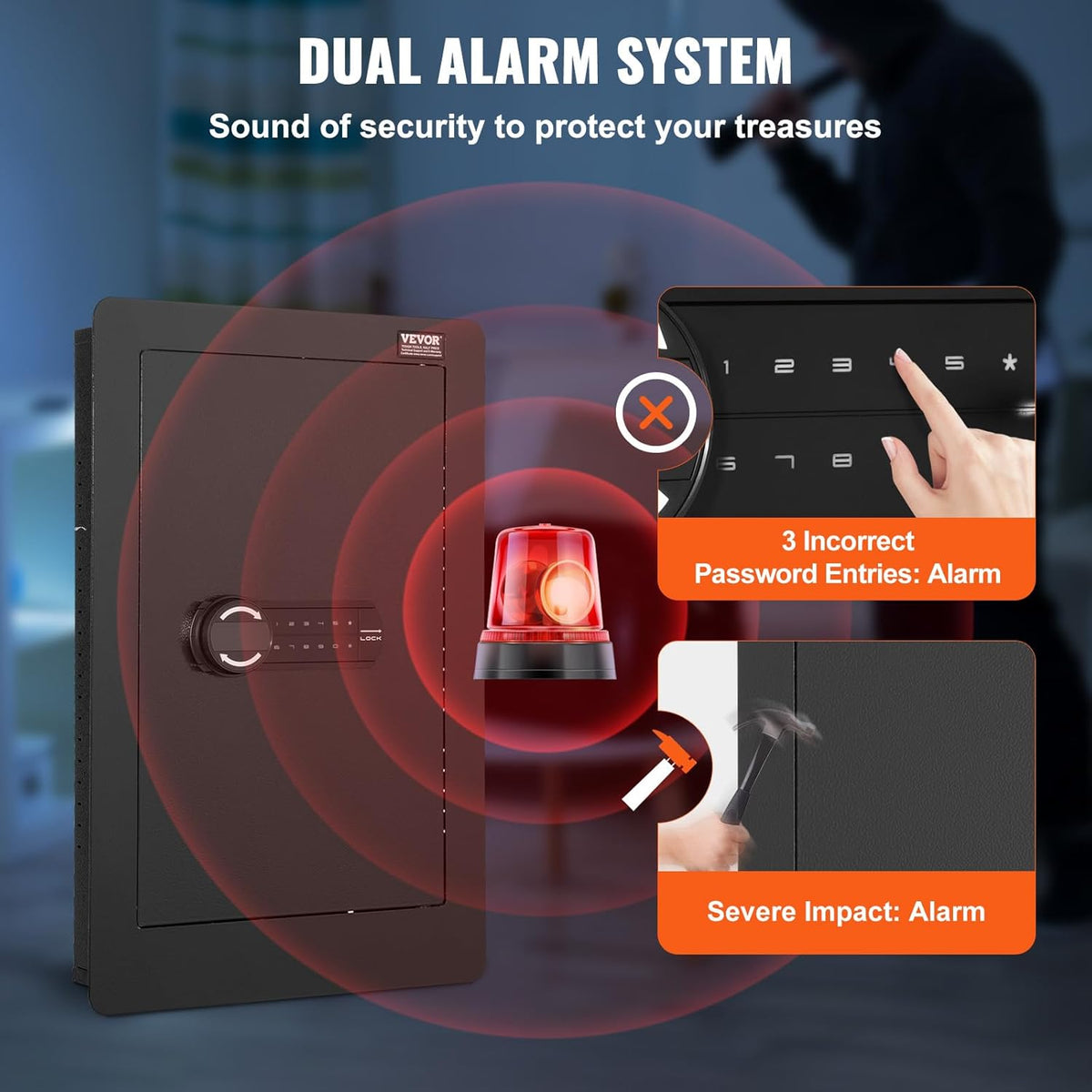 Concealed Wall Safe with Keypad — 25.59" Between-the-Studs Security Cabinet