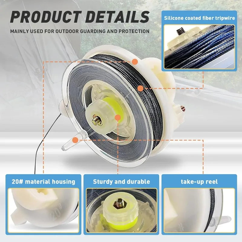 Perimeter Alarm Trip Wire Weatherproof Motion Detection Security Alert for Camping Hiking Outdoor Survival Early Warning Hunting
